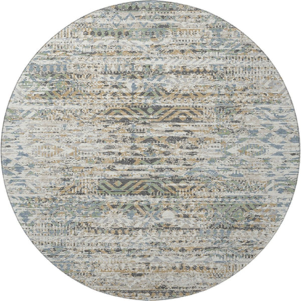 HomeRoots 8' X 10' Moroccan-Inspired Washable Area Rug in Ivory Beige & Charcoal with UV Protection & Style 710518