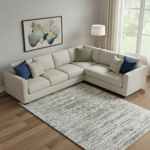 HomeRoots 10' X 14' Ivory Beige & Charcoal Moroccan Area Rug – Washable, UV-Protected, Stain-Resistant Design 710520