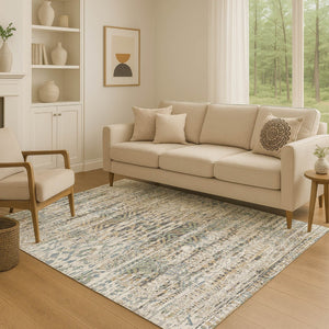 HomeRoots 10' X 14' Ivory Beige & Charcoal Moroccan Area Rug – Washable, UV-Protected, Stain-Resistant Design 710520