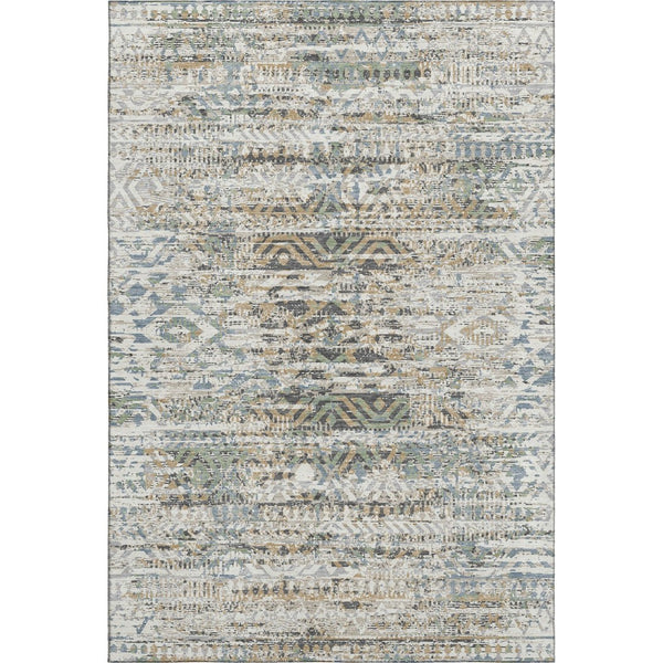 HomeRoots 10' X 14' Ivory Beige & Charcoal Moroccan Area Rug – Washable, UV-Protected, Stain-Resistant Design 710520