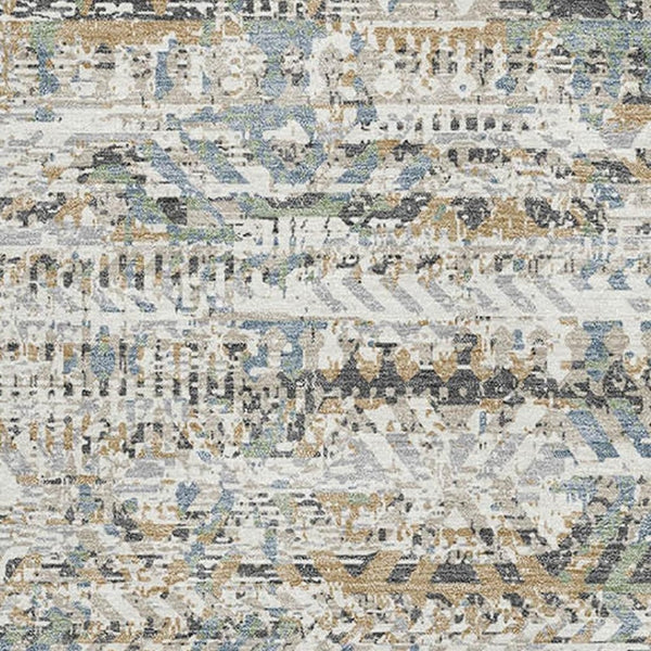HomeRoots 10' X 14' Ivory Beige & Charcoal Moroccan Area Rug – Washable, UV-Protected, Stain-Resistant Design 710520