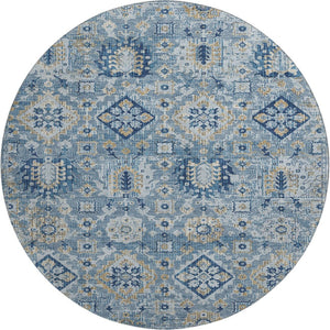 HomeRoots 8' X 10' Denim Blue & Gold Oriental Washable Area Rug - Stylish, Durable, UV-Protected for Homes 710524