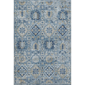 HomeRoots 9' X 12' Denim Blue & Gold Oriental Area Rug – Stain-Resistant, UV-Protected, Durable & Elegant! 710525