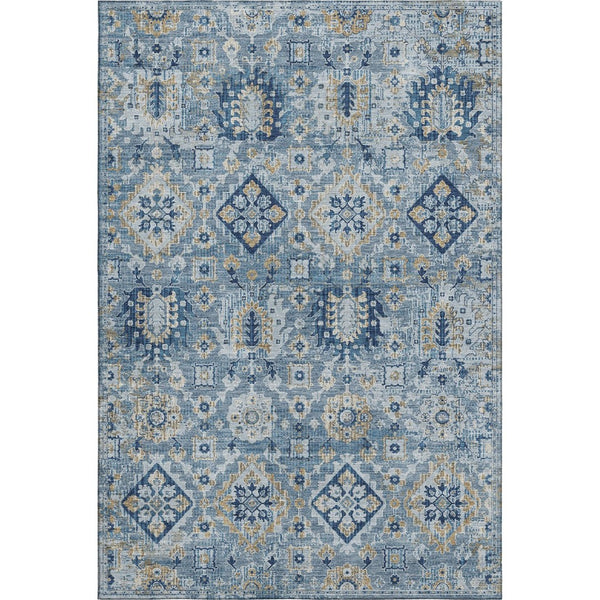 HomeRoots 9' X 12' Denim Blue & Gold Oriental Area Rug – Stain-Resistant, UV-Protected, Durable & Elegant! 710525