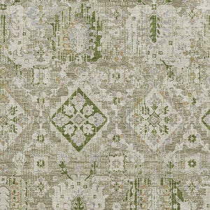 HomeRoots 5' X 8' Fern Green and Beige Oriental Area Rug - Washable, UV Protected, Durable for High-Traffic Spaces 710528
