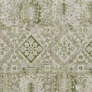 HomeRoots 8' Fern Green and Beige Oriental Round Rug - Durable, UV-Protected, Stylish for Indoor & Outdoor Use 710529