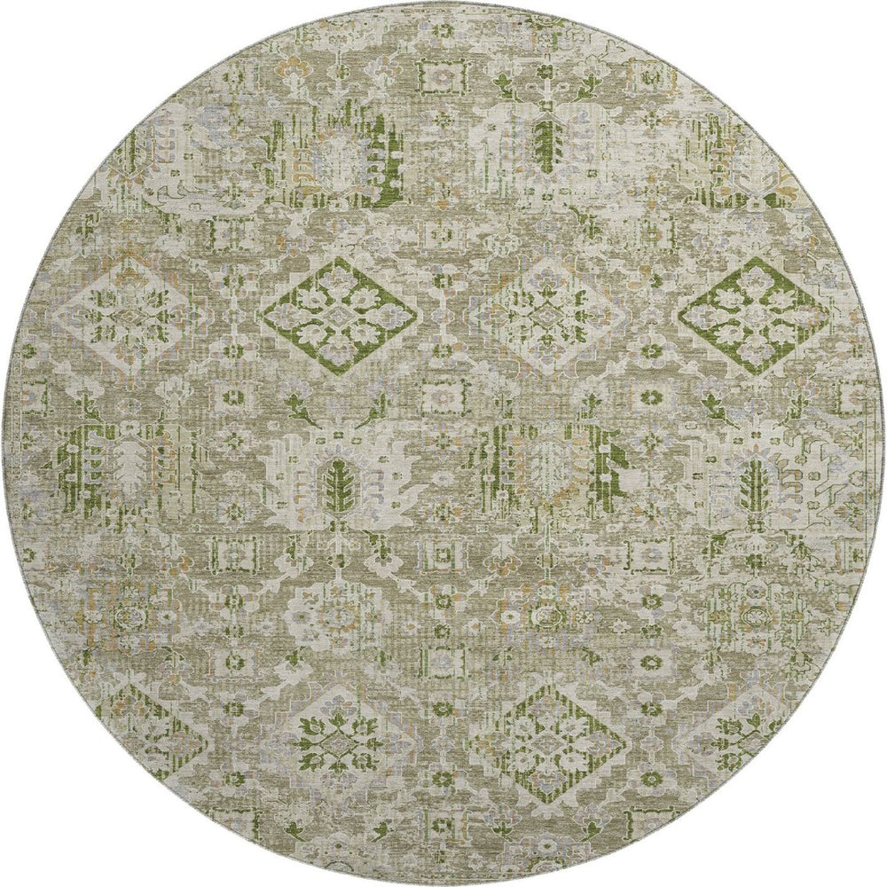 HomeRoots 8' X 10' Fern Green & Beige Oriental Area Rug - Washable, UV-Protected, Durable & Stylish Home Accent 710530