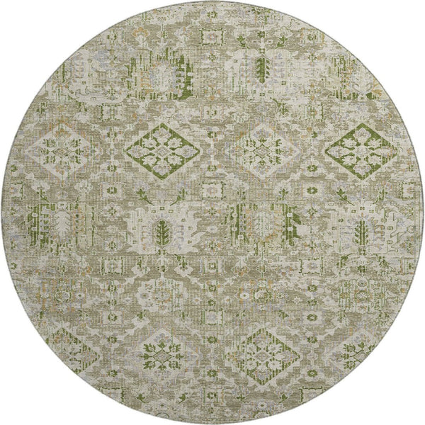 HomeRoots 8' X 10' Fern Green & Beige Oriental Area Rug - Washable, UV-Protected, Durable & Stylish Home Accent 710530