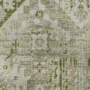 HomeRoots 8' X 10' Fern Green & Beige Oriental Area Rug - Washable, UV-Protected, Durable & Stylish Home Accent 710530