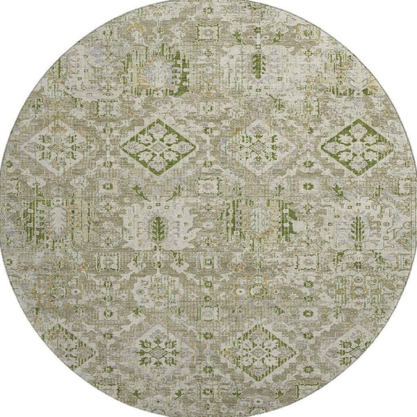 HomeRoots 8' X 10' Fern Green & Beige Oriental Area Rug - Washable, UV-Protected, Durable & Stylish Home Accent 710530