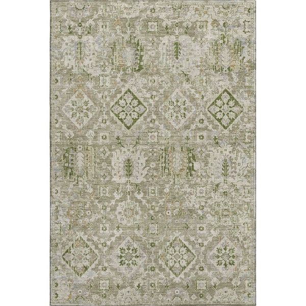 HomeRoots 10' X 14' Fern Green & Beige Oriental Area Rug - Stylish, Washable, UV Protected for Busy Homes 710532