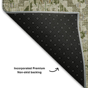 HomeRoots 10' X 14' Fern Green & Beige Oriental Area Rug - Stylish, Washable, UV Protected for Busy Homes 710532