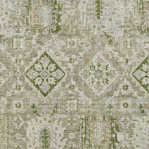 HomeRoots 10' X 14' Fern Green & Beige Oriental Area Rug - Stylish, Washable, UV Protected for Busy Homes 710532