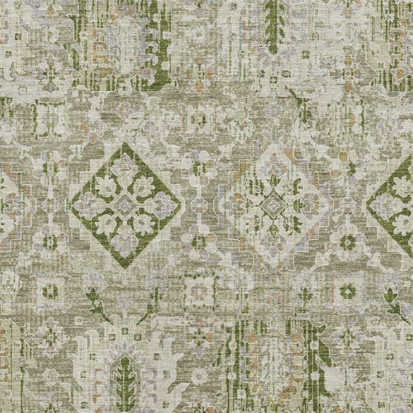 HomeRoots 10' X 14' Fern Green & Beige Oriental Area Rug - Stylish, Washable, UV Protected for Busy Homes 710532
