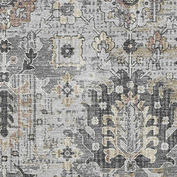 HomeRoots 5' X 8' Gray & Silver Oriental Washable Area Rug - Durable, Stain-Resistant, UV Protected Elegance! 710534
