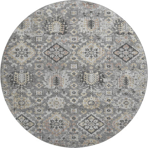 HomeRoots 8' X 10' Washable Gray and Silver Oriental Area Rug with UV Protection for High-Traffic Spaces 710536