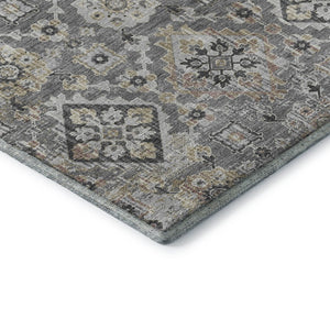 HomeRoots 8' X 10' Washable Gray and Silver Oriental Area Rug with UV Protection for High-Traffic Spaces 710536