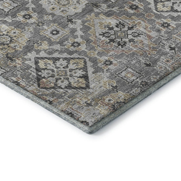 HomeRoots 8' X 10' Washable Gray and Silver Oriental Area Rug with UV Protection for High-Traffic Spaces 710536