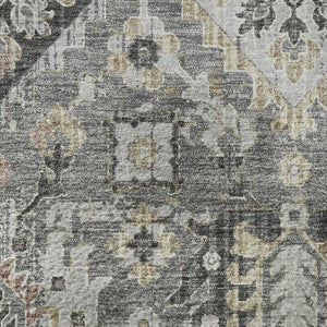 HomeRoots 8' X 10' Washable Gray and Silver Oriental Area Rug with UV Protection for High-Traffic Spaces 710536