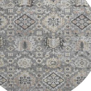 HomeRoots 8' X 10' Washable Gray and Silver Oriental Area Rug with UV Protection for High-Traffic Spaces 710536