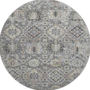 HomeRoots 8' X 10' Washable Gray and Silver Oriental Area Rug with UV Protection for High-Traffic Spaces 710536