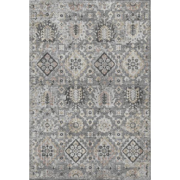 HomeRoots 9' X 12' Gray & Silver Oriental Area Rug – Washable, UV-Protected, Stain-Resistant & Non-Slip Design 710537