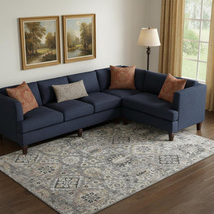 HomeRoots 10' Gray and Silver Oriental Washable Area Rug - UV Protected, Durable, Stain-Resistant Elegance 710538