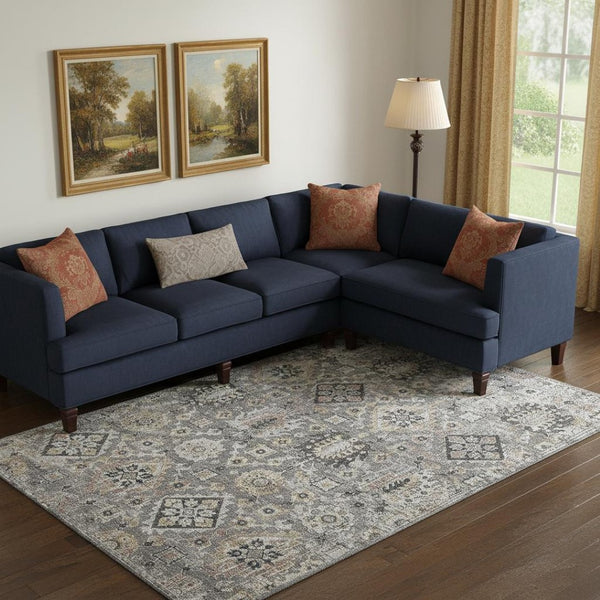 HomeRoots 10' Gray and Silver Oriental Washable Area Rug - UV Protected, Durable, Stain-Resistant Elegance 710538