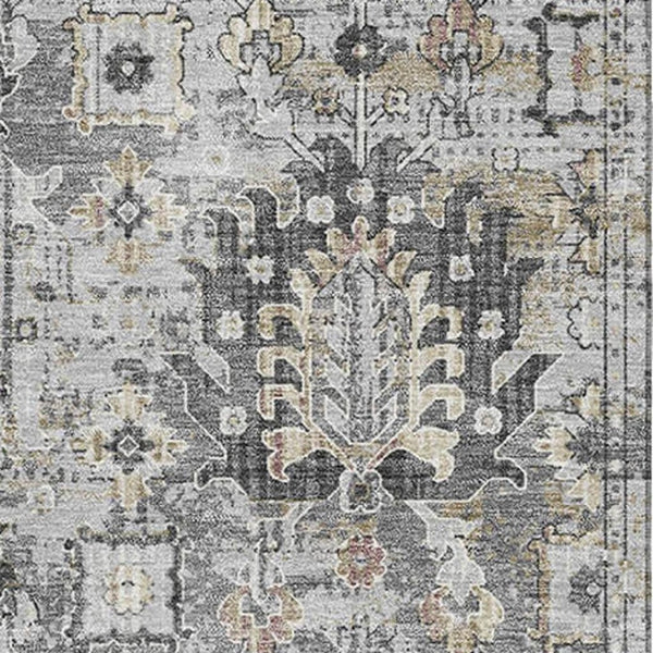 HomeRoots 10' Gray and Silver Oriental Washable Area Rug - UV Protected, Durable, Stain-Resistant Elegance 710538