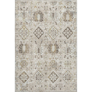HomeRoots 5' X 8' Elegant Linen & Ivory Oriental Washable Area Rug with Stain Resistance & UV Protection 710540