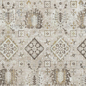 HomeRoots 5' X 8' Elegant Linen & Ivory Oriental Washable Area Rug with Stain Resistance & UV Protection 710540