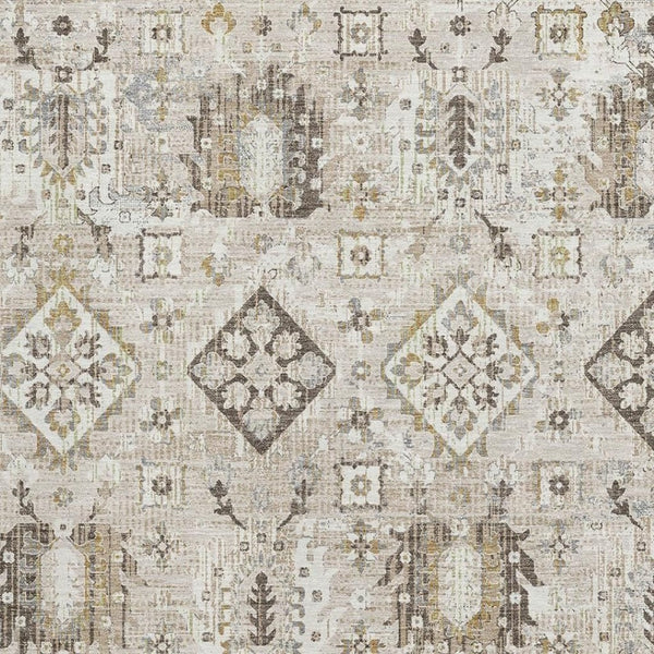 HomeRoots 5' X 8' Elegant Linen & Ivory Oriental Washable Area Rug with Stain Resistance & UV Protection 710540