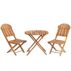 English Elm Outsunny 3-Piece Acacia Wood Bistro Set – Foldable Outdoor Table & Chairs For Gardens, Patios, Balconies W2225P174475-GIGA