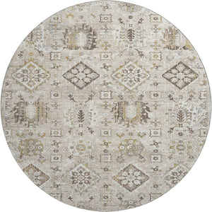 HomeRoots 8' X 10' Linen and Ivory Oriental Area Rug with UV Protection - Washable, Stylish, Pet-Friendly Design! 710542
