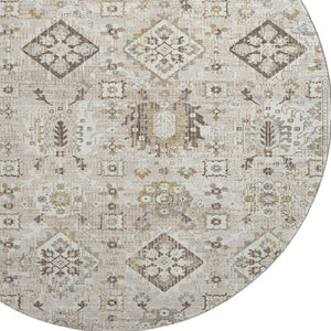 HomeRoots 8' X 10' Linen and Ivory Oriental Area Rug with UV Protection - Washable, Stylish, Pet-Friendly Design! 710542