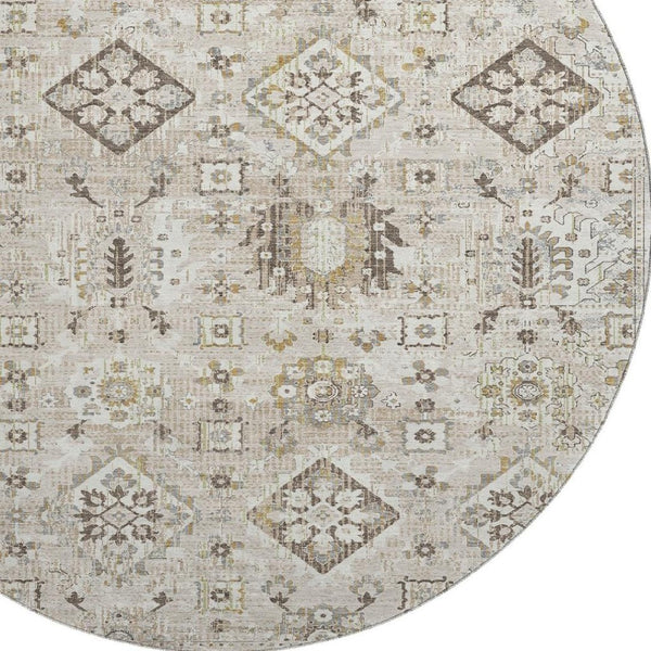 HomeRoots 8' X 10' Linen and Ivory Oriental Area Rug with UV Protection - Washable, Stylish, Pet-Friendly Design! 710542