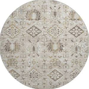 HomeRoots 8' X 10' Linen and Ivory Oriental Area Rug with UV Protection - Washable, Stylish, Pet-Friendly Design! 710542