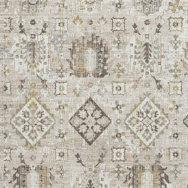 HomeRoots 10' X 14' Linen and Ivory Oriental Washable Rug – Durable, Stylish, Stain-Resistant with UV Protection 710544