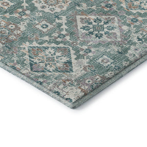HomeRoots 9' X 12' Pale Aqua and Ivory Oriental Area Rug – Washable, Stain-Resistant, UV Protected for Durability 710549