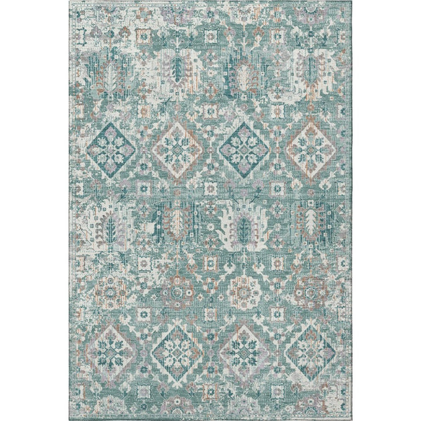HomeRoots 10' Pale Aqua & Ivory Oriental Washable Area Rug - UV Protected, Stain Resistant for Busy Homes 710550