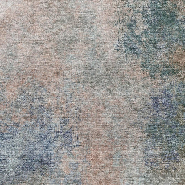 HomeRoots 5' X 8' Copper And Blue Abstract Area Rug – Stylish, Washable, UV-Protected for Busy Homes & Pets 710552
