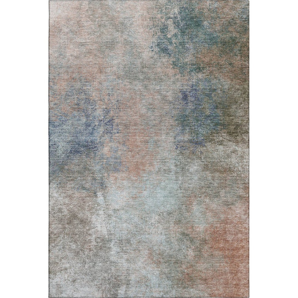HomeRoots 9' X 12' Abstract Copper & Blue Washable Area Rug - Stain Resistant, UV Protected, Durable Design 710555