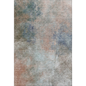 HomeRoots 9' X 12' Abstract Copper & Blue Washable Area Rug - Stain Resistant, UV Protected, Durable Design 710555
