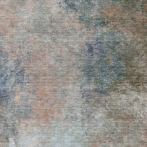 HomeRoots 10' X 14' Abstract Copper & Blue Washable Area Rug with UV Protection for Home & Patio Use 710556