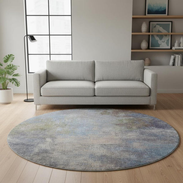 HomeRoots 8' X 10' Modern Denim Blue & Brown Abstract Area Rug – Washable, Stain Resistant, UV Protected! 710560