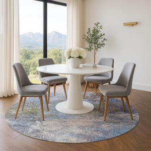 HomeRoots 8' X 10' Modern Denim Blue & Brown Abstract Area Rug – Washable, Stain Resistant, UV Protected! 710560