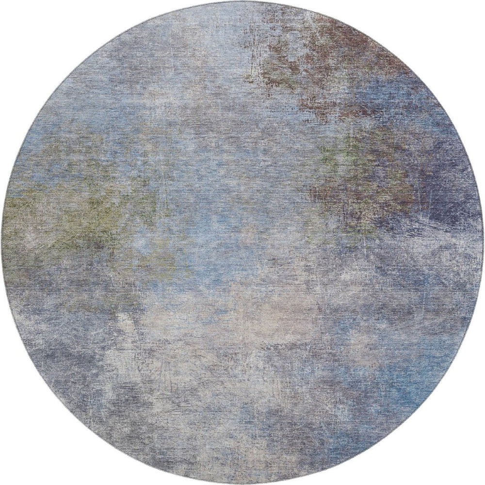 HomeRoots 8' X 10' Modern Denim Blue & Brown Abstract Area Rug – Washable, Stain Resistant, UV Protected! 710560