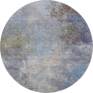 HomeRoots 8' X 10' Modern Denim Blue & Brown Abstract Area Rug – Washable, Stain Resistant, UV Protected! 710560