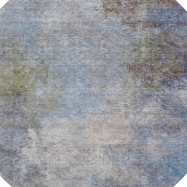 HomeRoots 8' X 10' Modern Denim Blue & Brown Abstract Area Rug – Washable, Stain Resistant, UV Protected! 710560