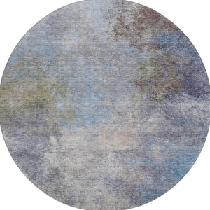 HomeRoots 8' X 10' Modern Denim Blue & Brown Abstract Area Rug – Washable, Stain Resistant, UV Protected! 710560